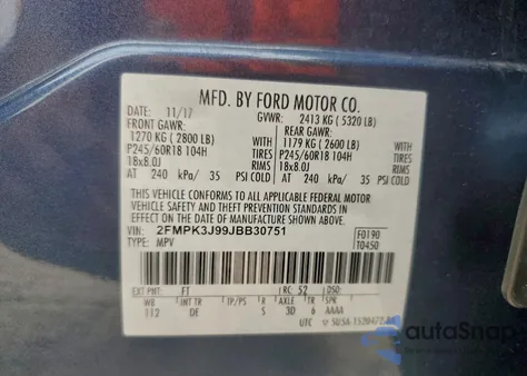 2018 Ford Edge Sel z USA, uszkodzony, nr VIN 2FMPK3J99JBB30751